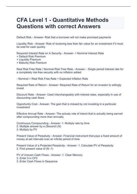 cfa level 1 quantitative methods sample questions|cfa level 1 equation sheet.